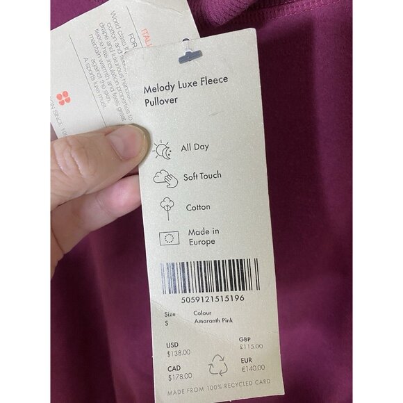 NWT Sweaty Betty Melody Luxe Fleece Pullover Pink Sweatshirt Sz Small Turtleneck - Picture 8 of 13